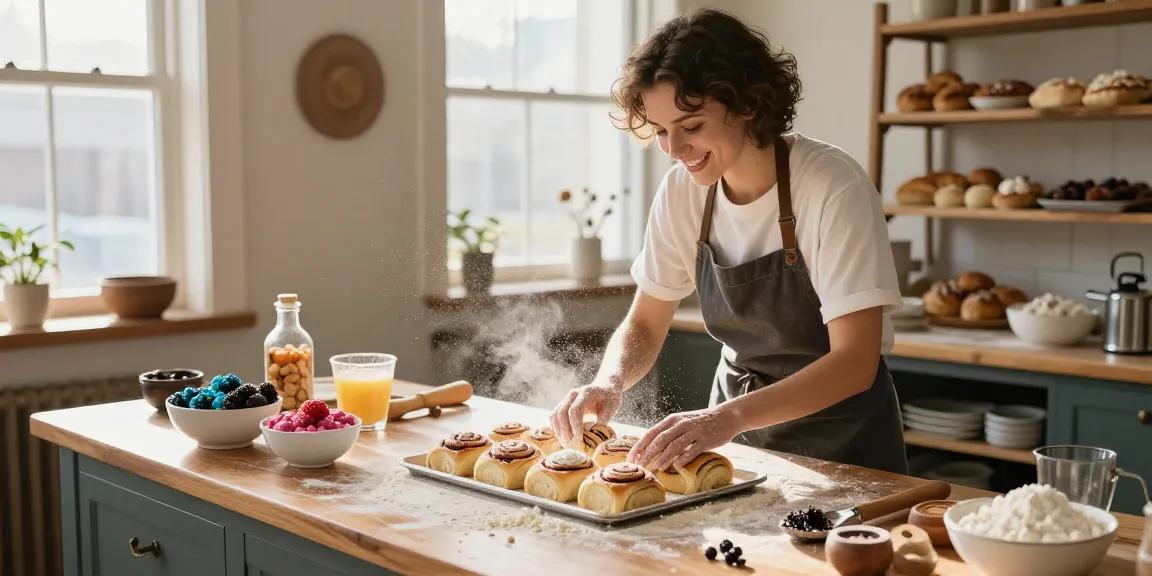Delicious cinnamon rolls Calgary freshly baked in a cozy bakery setting.